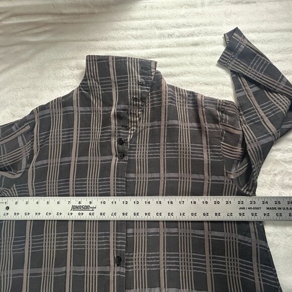 Itemz Chris Baumgartner Womens Plaid Button-Up Tunic Shirt Jacket Cotton/Silk - Picture 7 of 10